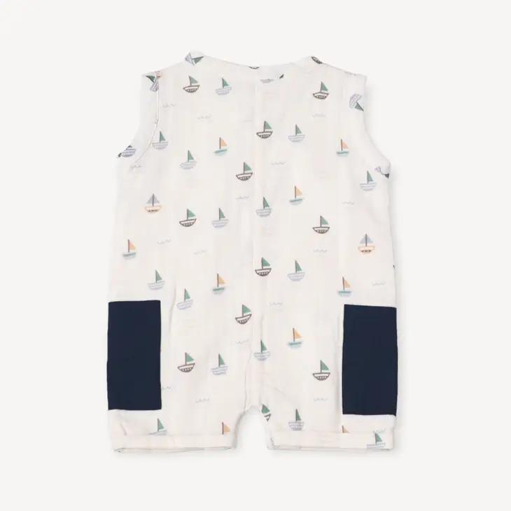 Sailboat Sleeveless Romper - Viverano Organics