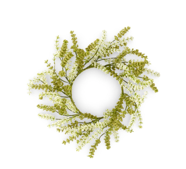 15 in Green & White Berry Candle Ring