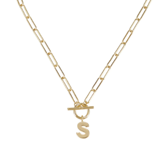 Gold Toggle Initial Necklace - Natalie Wood Designs