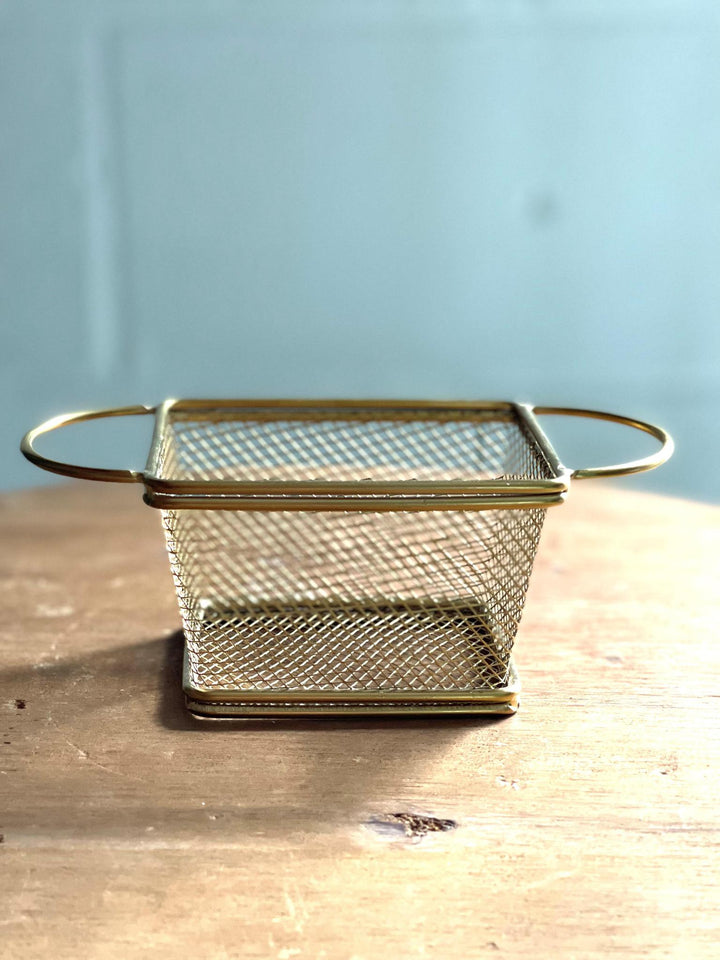 Metal Mesh Basket, Gold Finish