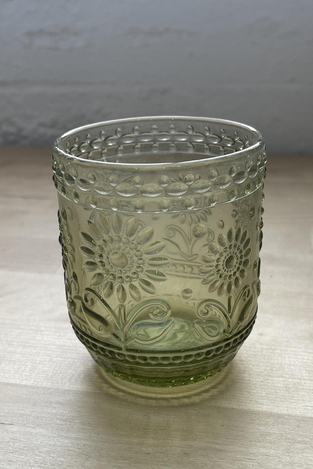 Embossed Green Drinking Glass, 12oz
