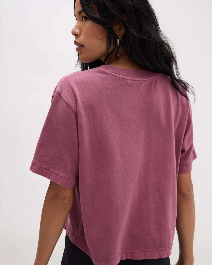 Burgundy Relaxed Crop Tee