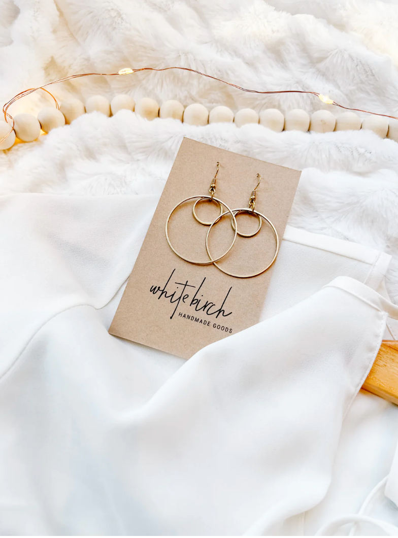 Brass Double Circle Earrings - Whitebirch Handmade Goods