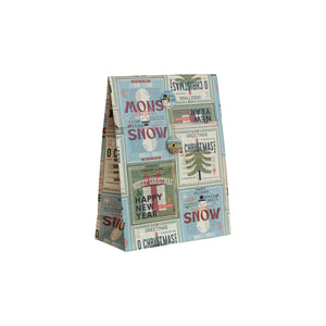 Printed Recycled Paper Gift Bag w/ Holiday Greetings, Images & Closure, Multi Color