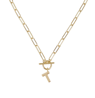Gold Toggle Initial Necklace - Natalie Wood Designs