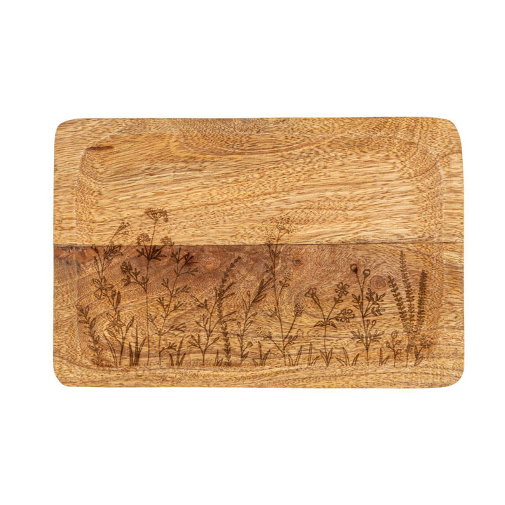 Mango Wood Tray w/ Botanicals