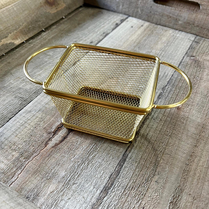 Metal Mesh Basket, Gold Finish