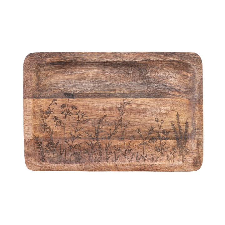 Mango Wood Tray w/ Botanicals