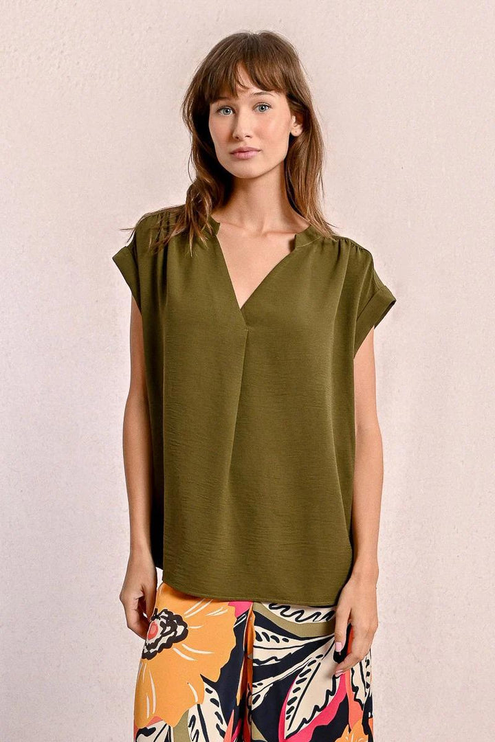 Della Khaki Woven Top