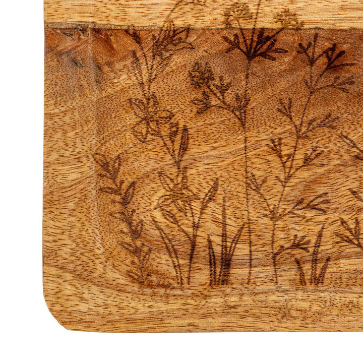 Mango Wood Tray w/ Botanicals