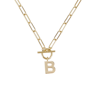 Gold Toggle Initial Necklace - Natalie Wood Designs