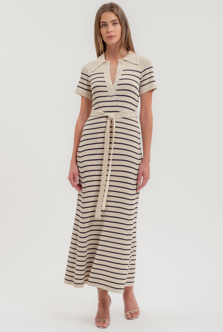 Ivory Stripe Knit Dress