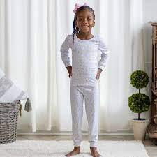 Kid's Bunny Love Long Sleeve Pajamas, White
