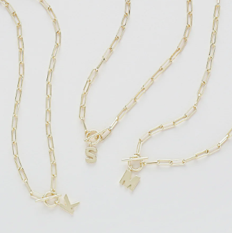 Gold Toggle Initial Necklace - Natalie Wood Designs