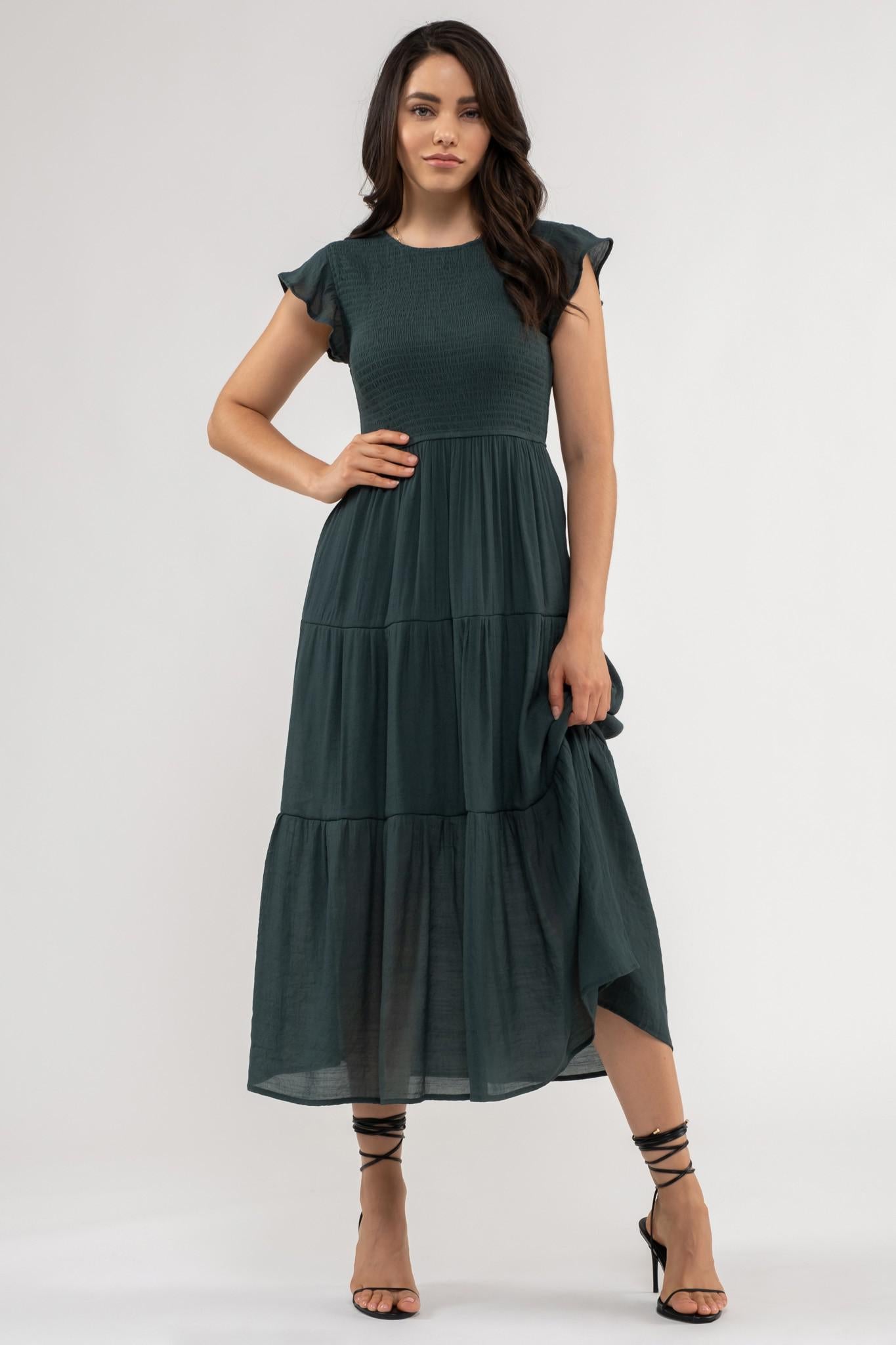 Green Smocked Dress