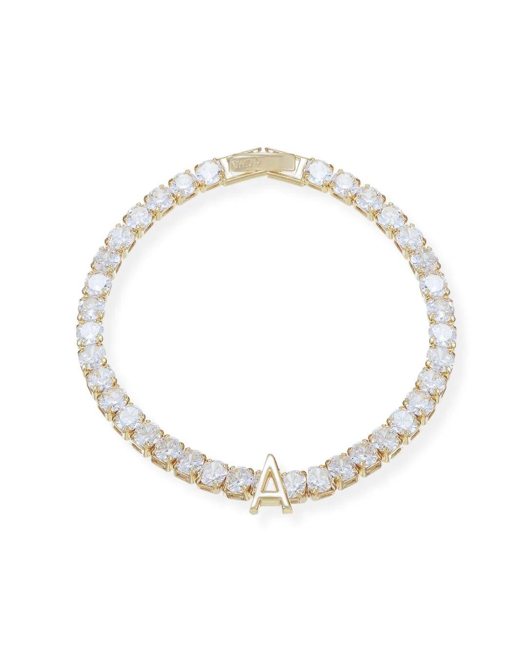 Gold Enchanted Tennis Initial Bracelet - Natalie Wood Designs