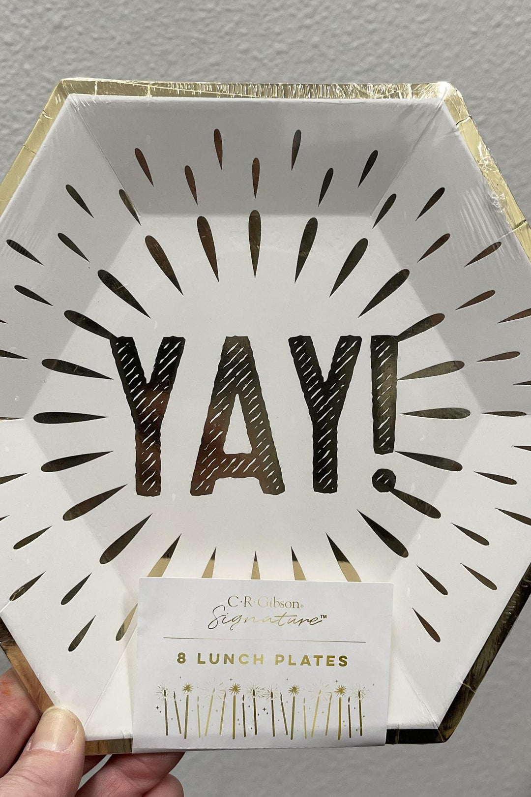s/8 Yay Hexagon Shape Lunch Plate Gold Foil