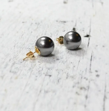 10mm Round Black Pearl Earrings - Sela+Sage