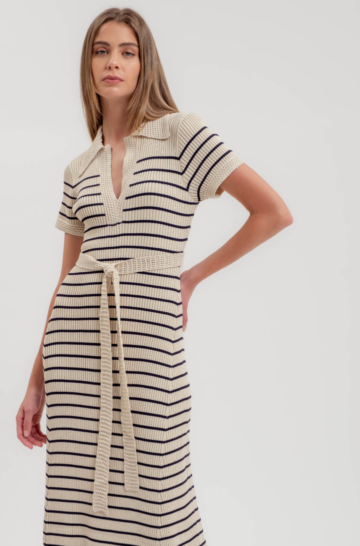 Ivory Stripe Knit Dress