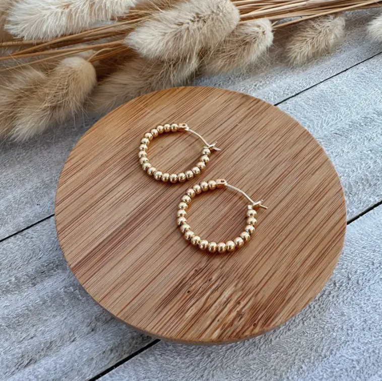 Gold Plated Bauble Hoop Earrings - Clover + Coast Designs