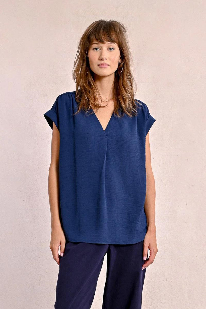 Della Navy Woven Top