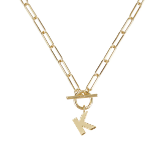 Gold Toggle Initial Necklace - Natalie Wood Designs