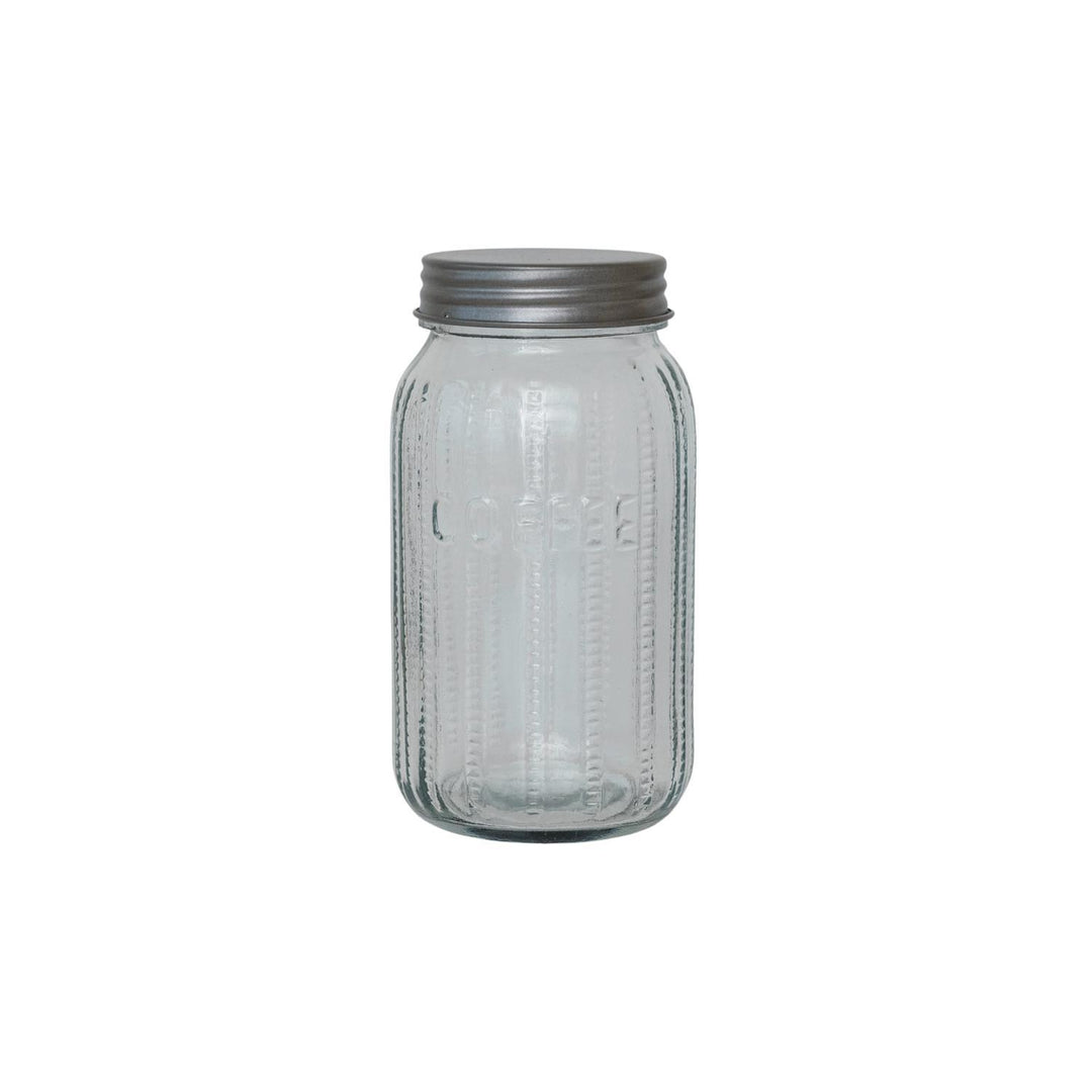 4 Cup Pressed Glass Jar w/ Metal Lid