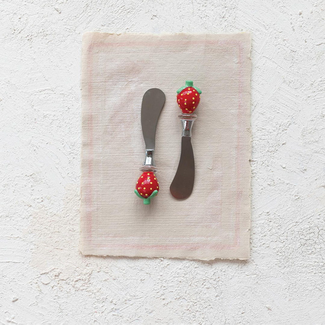 s/2 Canape Knives w/ Strawberry Handles