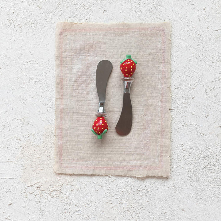 s/2 Canape Knives w/ Strawberry Handles