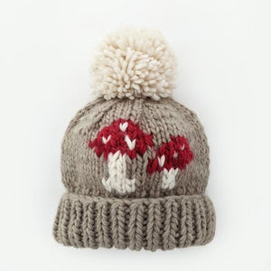 Mushroom Hand Knit Beanie Hat - Huggalugs