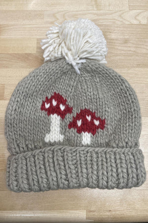Mushroom Hand Knit Beanie Hat - Huggalugs