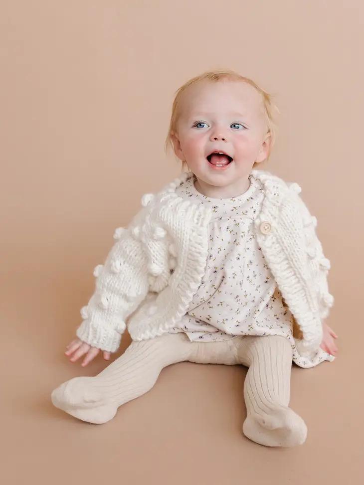 Cream Popcorn Cardigan The Blueberry Hill White Birch Design