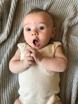Cream Sleeveless Knit Baby Bodysuit - Viverano Organics