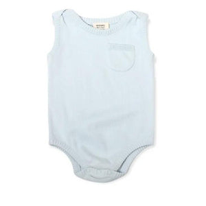 Blue Sleeveless Knit Baby Bodysuit - Viverano Organics