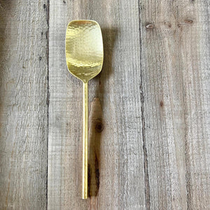 Hammered Serving Spoon, Gold Finish