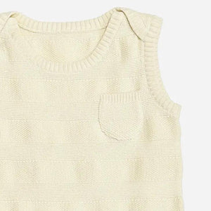 Cream Sleeveless Knit Baby Bodysuit - Viverano Organics