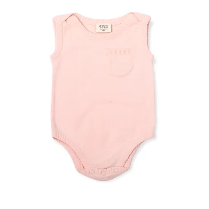 Blush Sleeveless Knit Baby Bodysuit - Viverano Organics