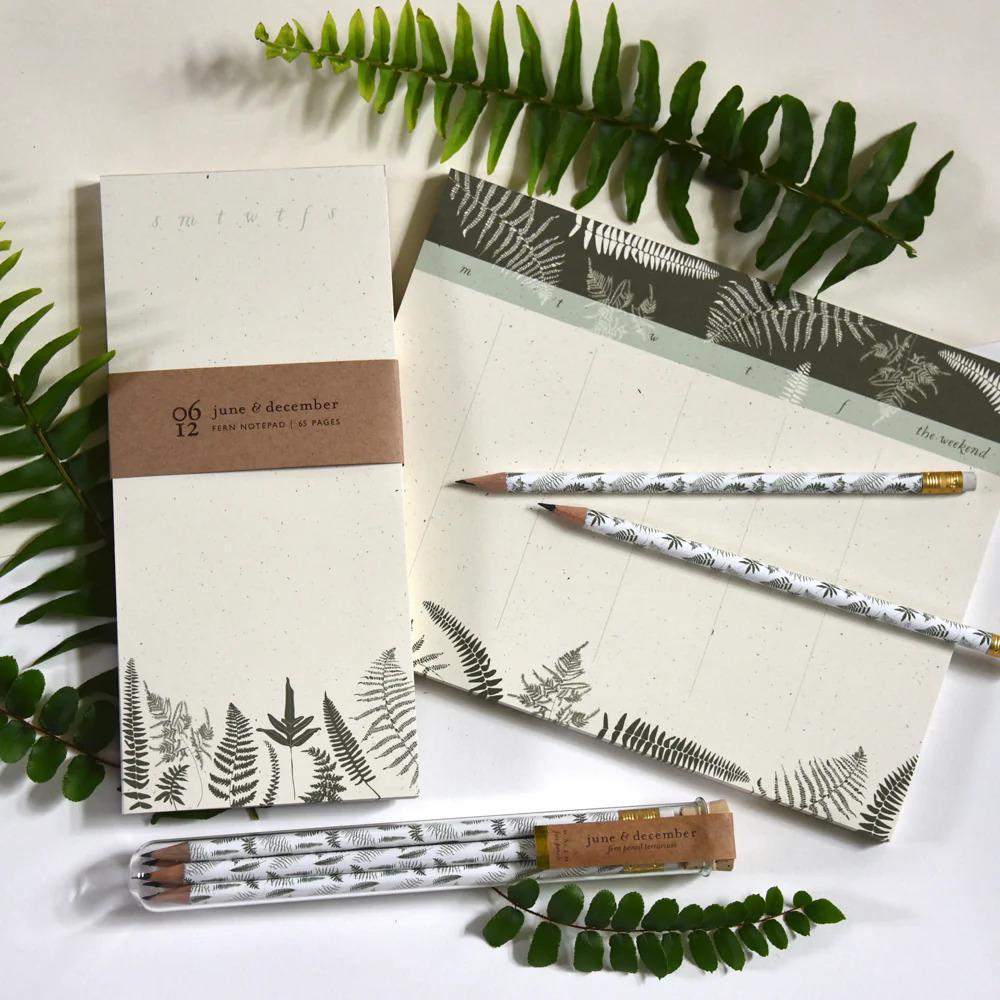 Fern Notepad, Daily To Do 4"x9" - June & December